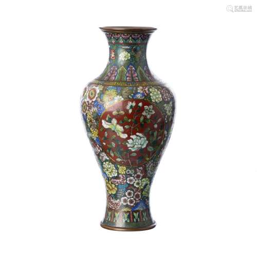 Chinese millefiori cloisonné vase