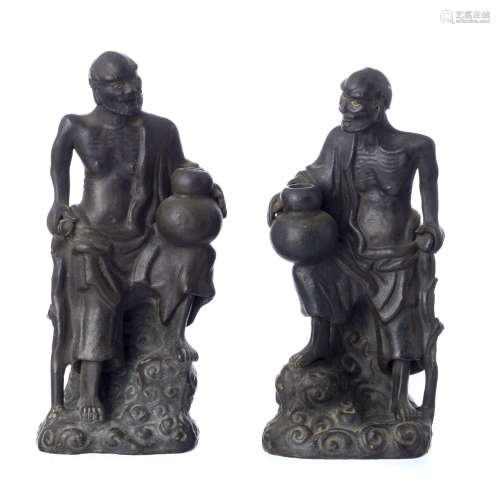 Pair of Yixing Luohan incense holders