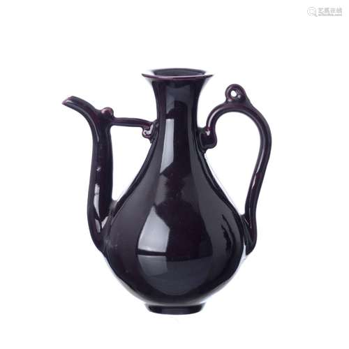 Chinese porcelain aubergine wine ewer