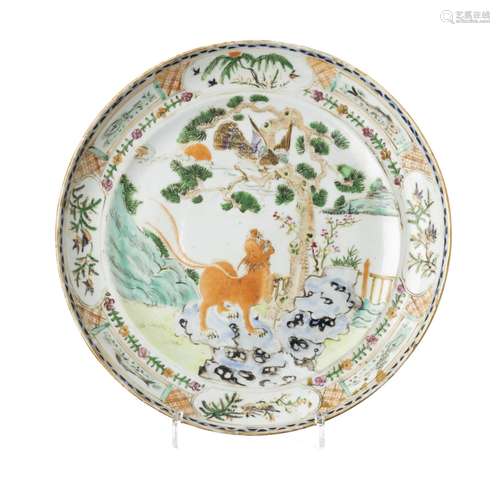 Plate 'qilin' in Chinese porcelain