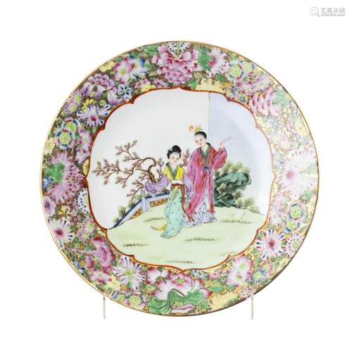 Plate galant scene' in Chinese porcelain