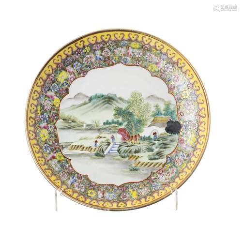 Plate ''landscape' in chinese porcelain