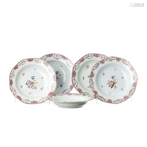 Five Chinese porcelain plates