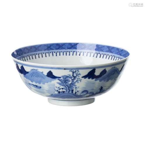 Chinese porcelain landscape bowl, Yongzheng