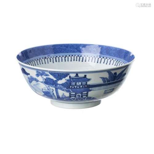 Chinese porcelain landscape bowl, Yongzheng