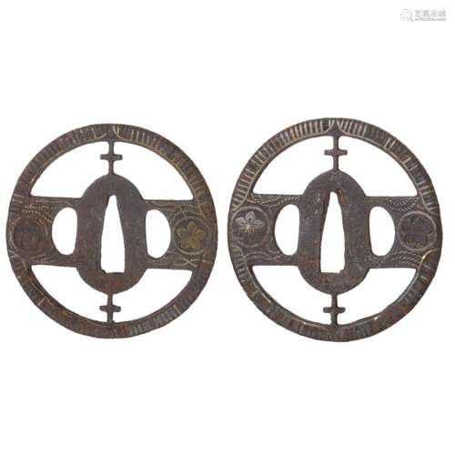 Namban Tsuba with Christian crosses, Kirishitan