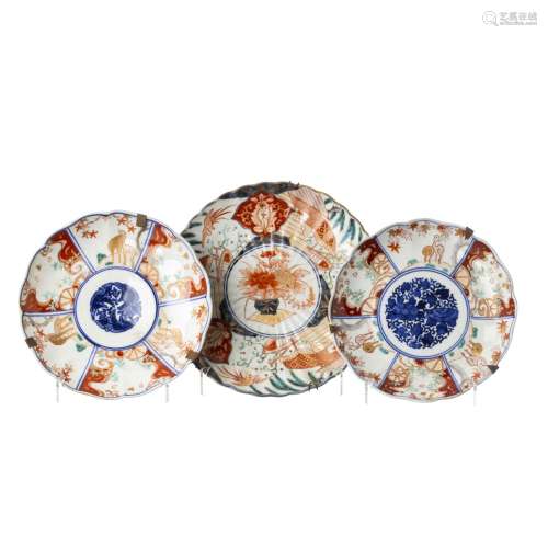 Three Japanese porcelain plates