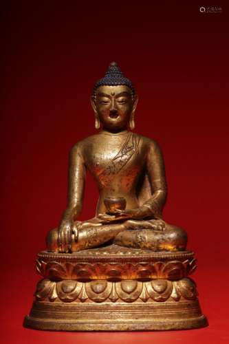 Gilt bronze statue of Shakyamuni Buddha