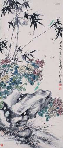 Wang Xuetao's Chrysanthemum and Bamboo Workers and Insects