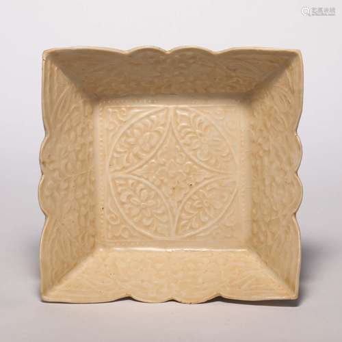 Ming dynasty  Ding kiln printing square bucket plate