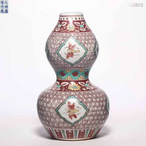 Ming dynasty multicolored gourd-shaped bottle