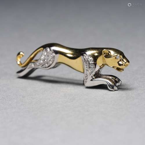 A Diamond Inlaid Gold Leopard