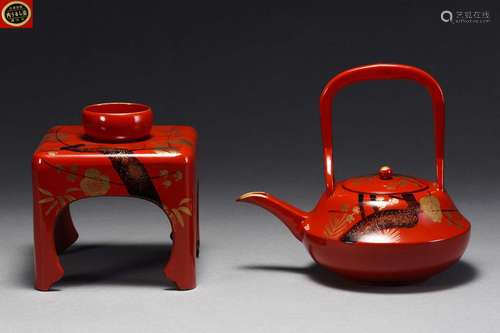 A Painted Lacquer Teapot with Cup