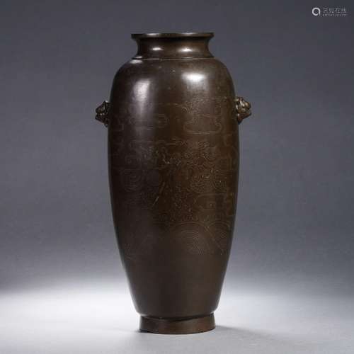 A Bronze Vase with Double Handles