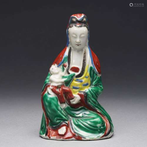 A Famille Verte Porcelain Guanyin