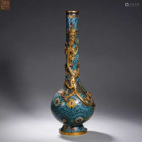 A Cloisonne Enamel Dragon Bottle Vase