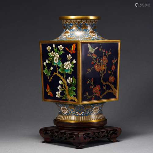 A Cloisonne Enamel Squared Vase