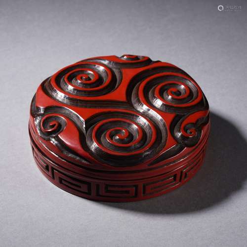 A Carved Cinnabar Lacquer Box with Cover