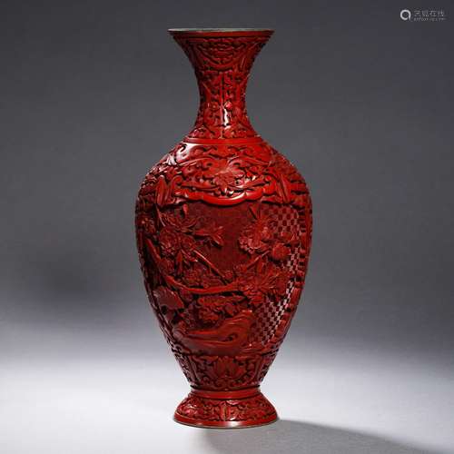 A Carved Cinnabar Lacquer Vase