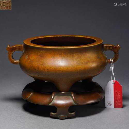 A Bronze Tripod Censer with Double Handles