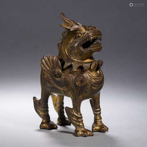 A Bronze-gilt Mythical Beast