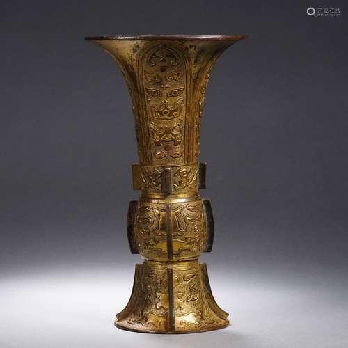 A Bronze-gilt Beaker Vase