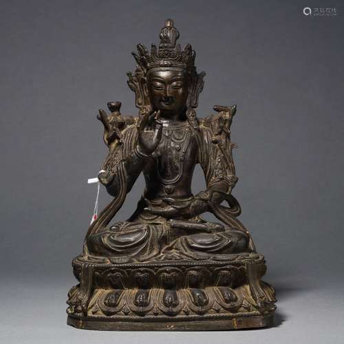 A Bronze Figure of Manjusri