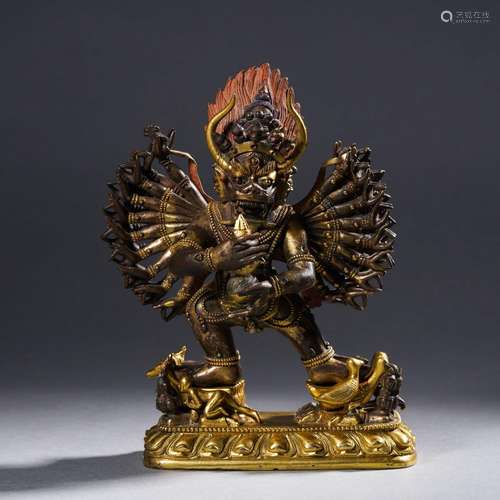 A Sino-tibetan Bronze-gilt Yamantaka