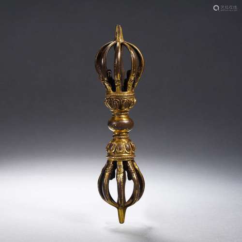 A Tibetan Bronze-gilt Vajra