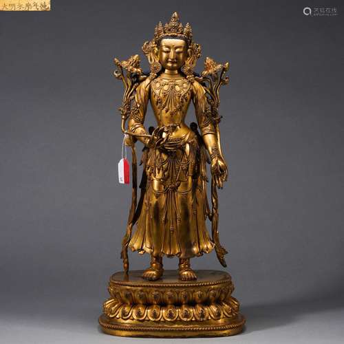 A Sino-tibetan Bronze-gilt Bodhisattva