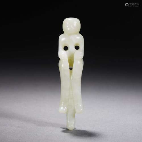 A Carved White Jade Ornament