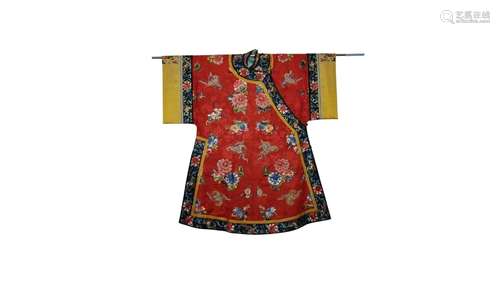 A Chinese Embroidered Flower  Robe