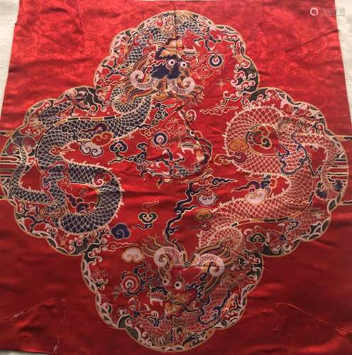 A Chinese Embroidered Dragon Cloth