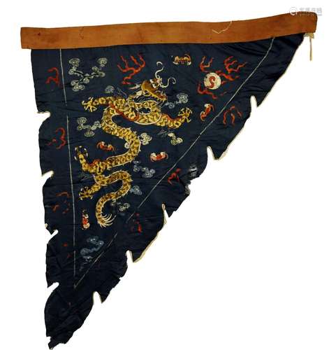 A Chinese Embroidered Dragon Flag