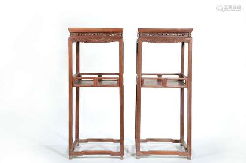 A Carved Huanghuali Garden Stools