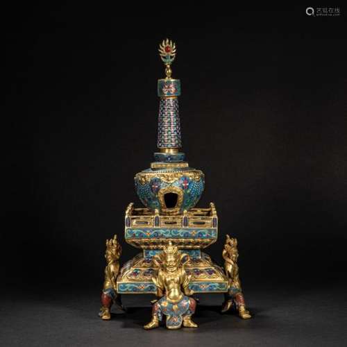CHINESE CLOISONNE PAGODA, QING DYNASTY