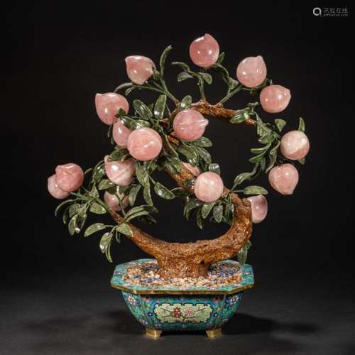 CHINESE CLOISONNE CRYSTAL FLOWER POT, QING DYNASTY