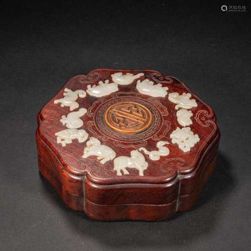 CHINESE YELLOW ROSEWOOD LID BOX, QING DYNASTY