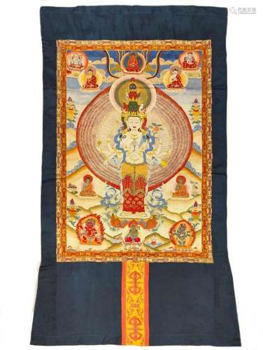 CHINESE EMBROIDERY THANGKA, QING DYNASTY