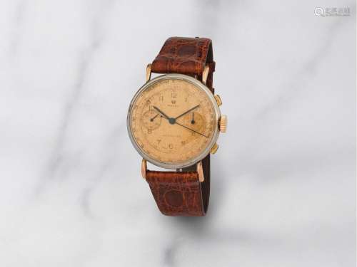 【Y】Rolex. Rare chronographe bracelet en métal doré et acier ...