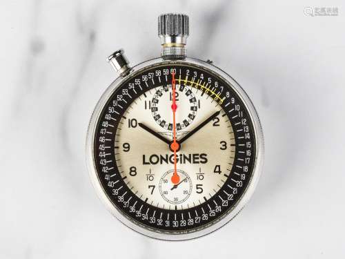 Longines. Rare et insolite chronographe stop watch à rattrap...