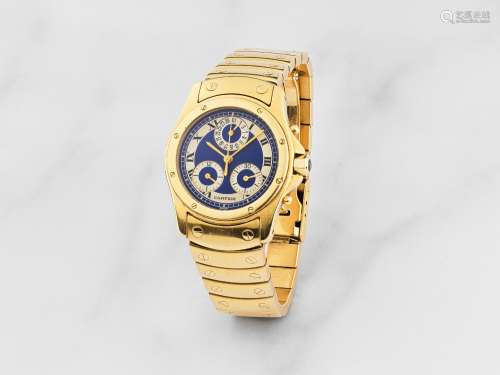 Cartier. Chronographe bracelet de dame en or jaune 18K (750)...