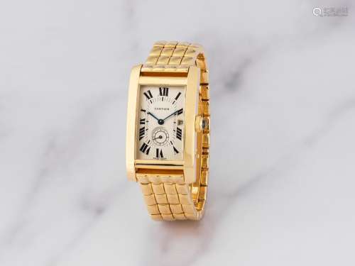 Cartier. Montre bracelet en or jaune 18K (750) avec date mou...