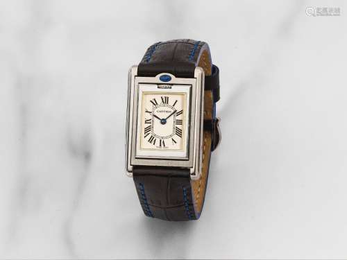 【Y】Cartier. Insolite montre bracelet de dame en acier rectan...