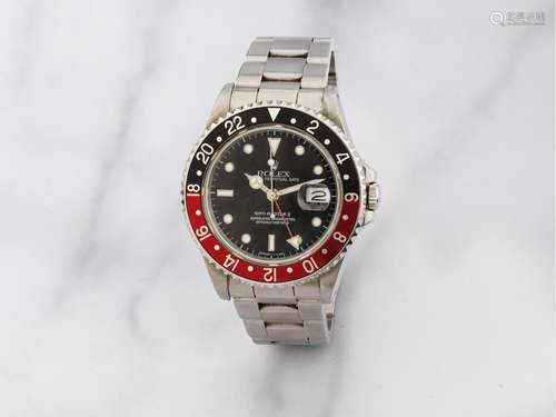 Rolex. Montre bracelet en acier avec date et 2nd fuseau hora...