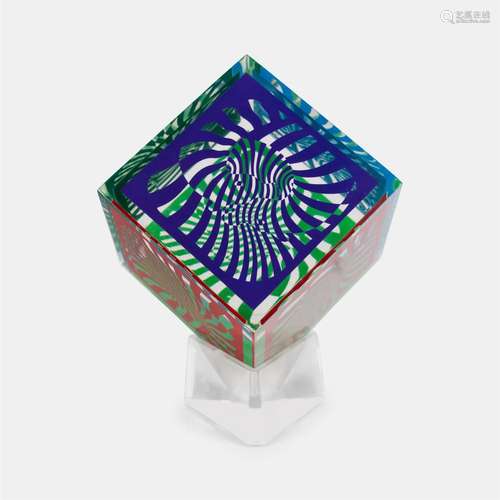 Victor Vasarely (French/Hungarian, 1906-1997) Zebra Cube, 19...