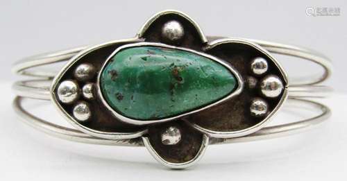 SOUTHWESTERN STERLING CUFF WITH GREEN