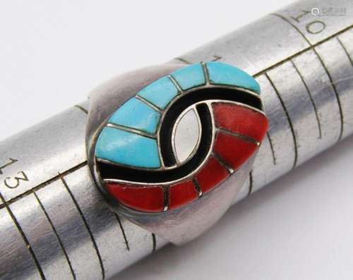 SOUTHWESTERN STERLING INLAY STONE MEN'S RING