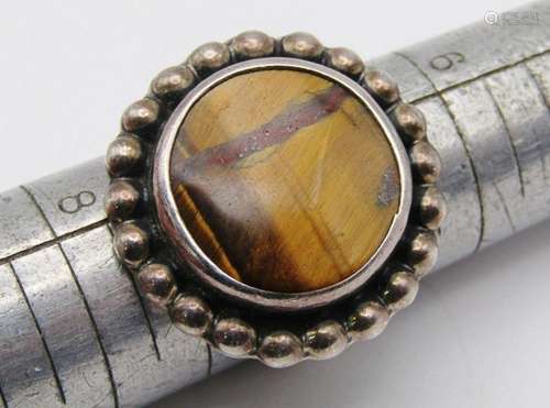 JN SOUTHWESTERN STERLING TIGER EYE RING