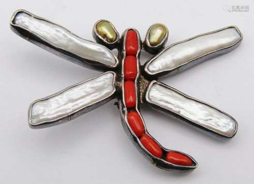 THE DREAMER STERLING DRAGONFLY BROOCH